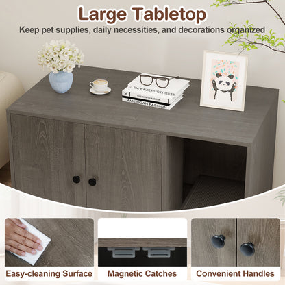 Wooden Cat Litter Box Enclosure Hidden Litter Box Furniture with Scratching Board, Oak Cat Houses at Gallery Canada