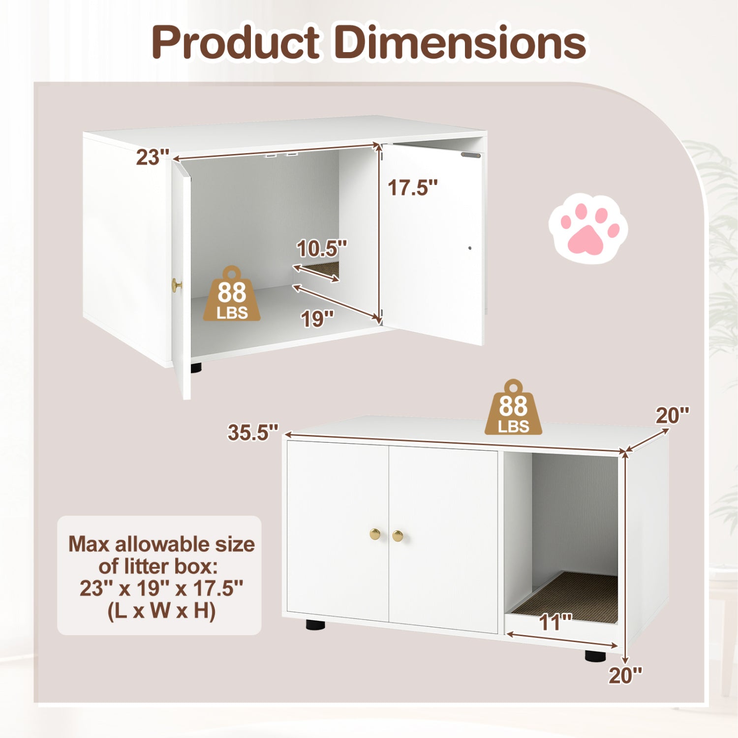 Wooden Cat Litter Box Enclosure, With Scratching Board, White Cat Houses at Gallery Canada