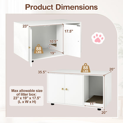 Wooden Cat Litter Box Enclosure, With Scratching Board, White Cat Houses at Gallery Canada