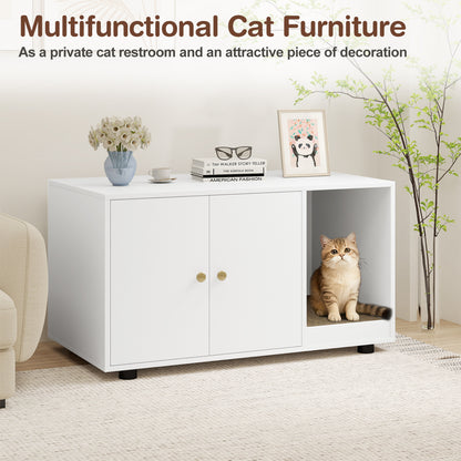 Wooden Cat Litter Box Enclosure, With Scratching Board, White Cat Houses at Gallery Canada