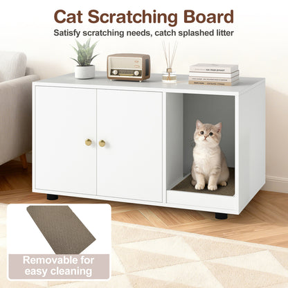 Wooden Cat Litter Box Enclosure, With Scratching Board, White Cat Houses at Gallery Canada
