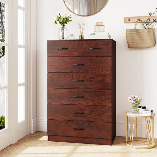 Wooden Chest Of Drawers, Anti-Toppling Device, Metal Handles, Espresso