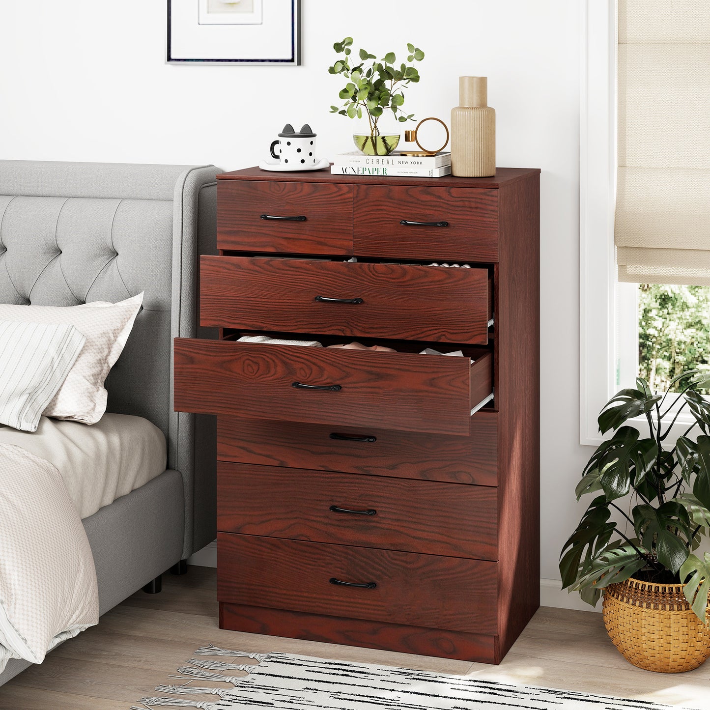 Wooden Chest Of Drawers, Anti-Toppling Device, Metal Handles, Espresso Cabinets & Chests at Gallery Canada
