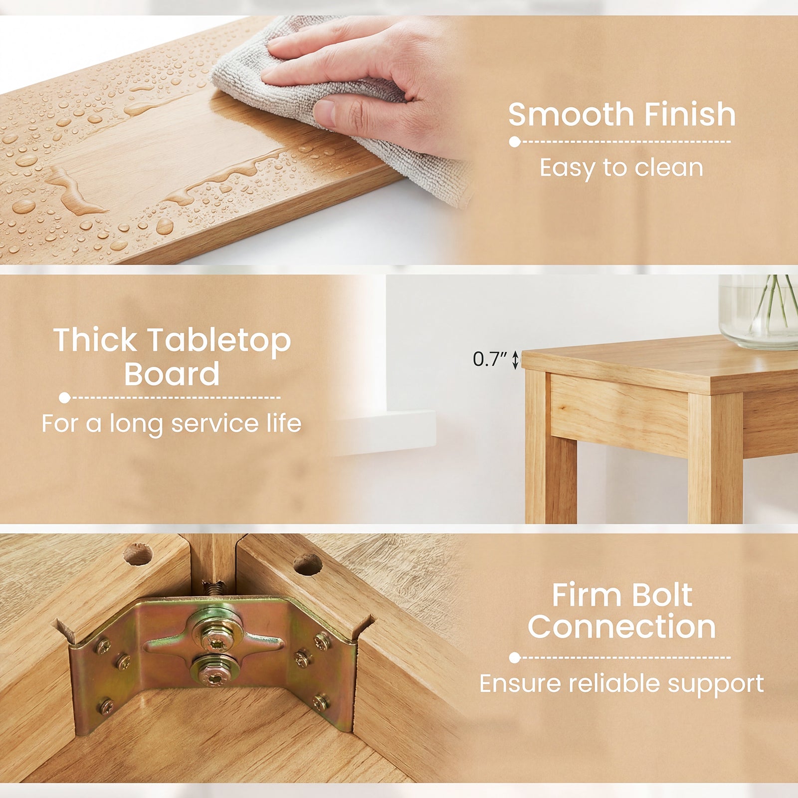 Modern Farmhouse Console Table, Thickened Top, Natural Console Tables at Gallery Canada