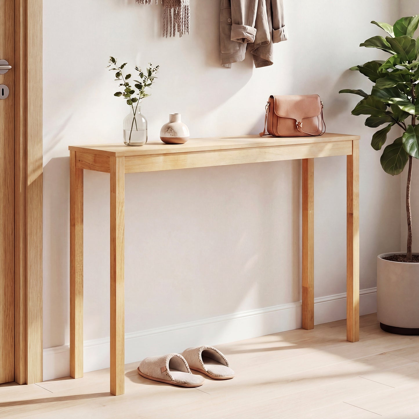 Modern Farmhouse Console Table, Thickened Top, Natural Console Tables at Gallery Canada