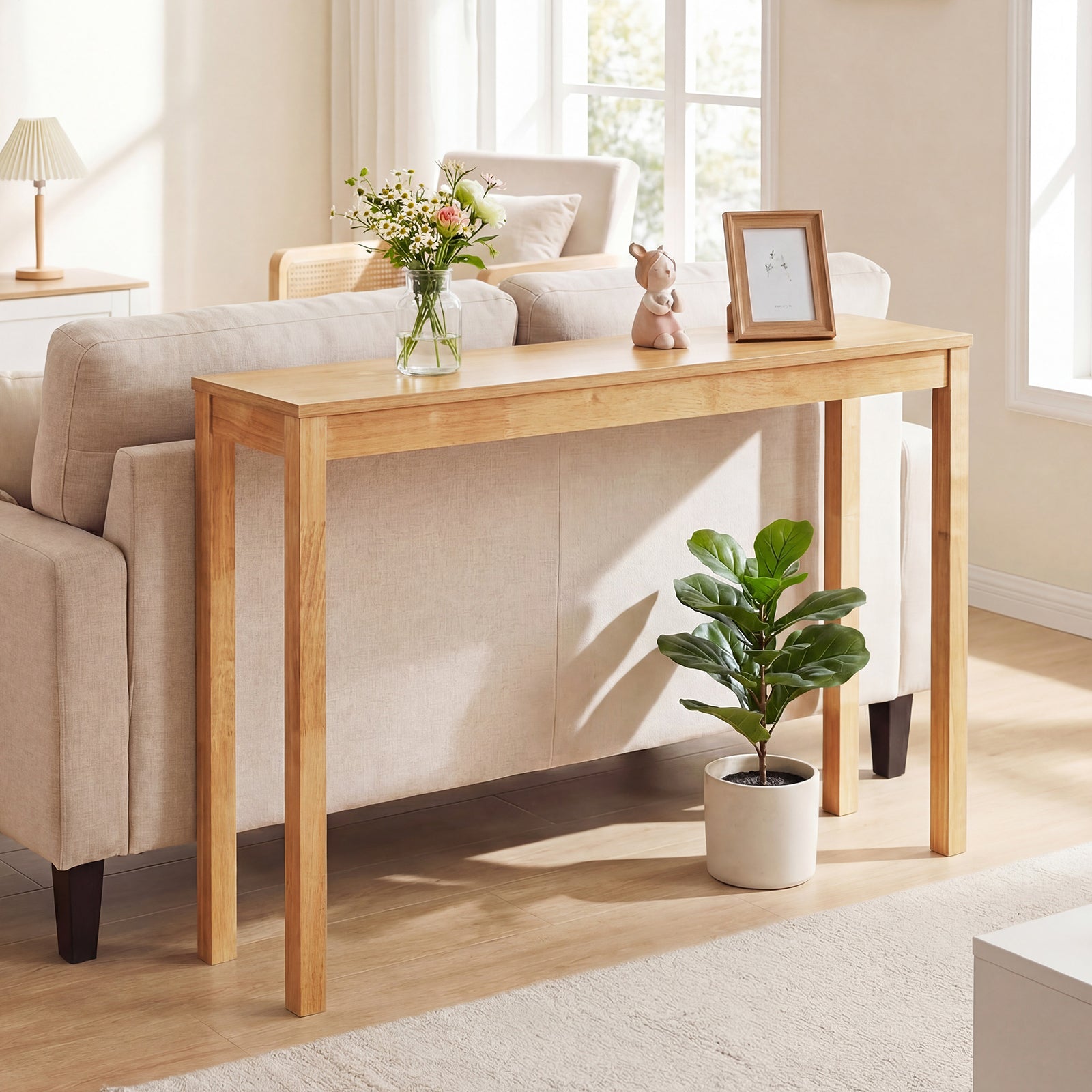 Modern Farmhouse Console Table, Thickened Top, Natural Console Tables at Gallery Canada