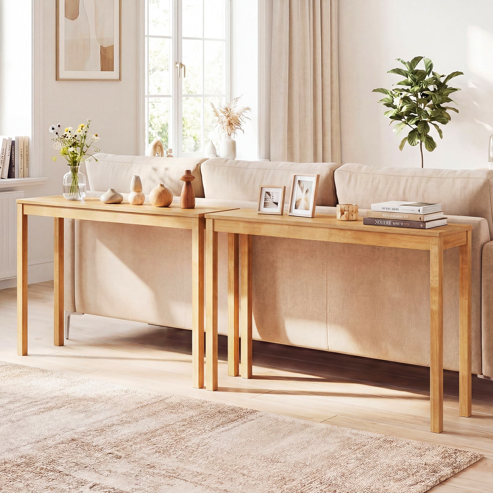 Modern Farmhouse Console Table, Thickened Top, Natural Console Tables at Gallery Canada