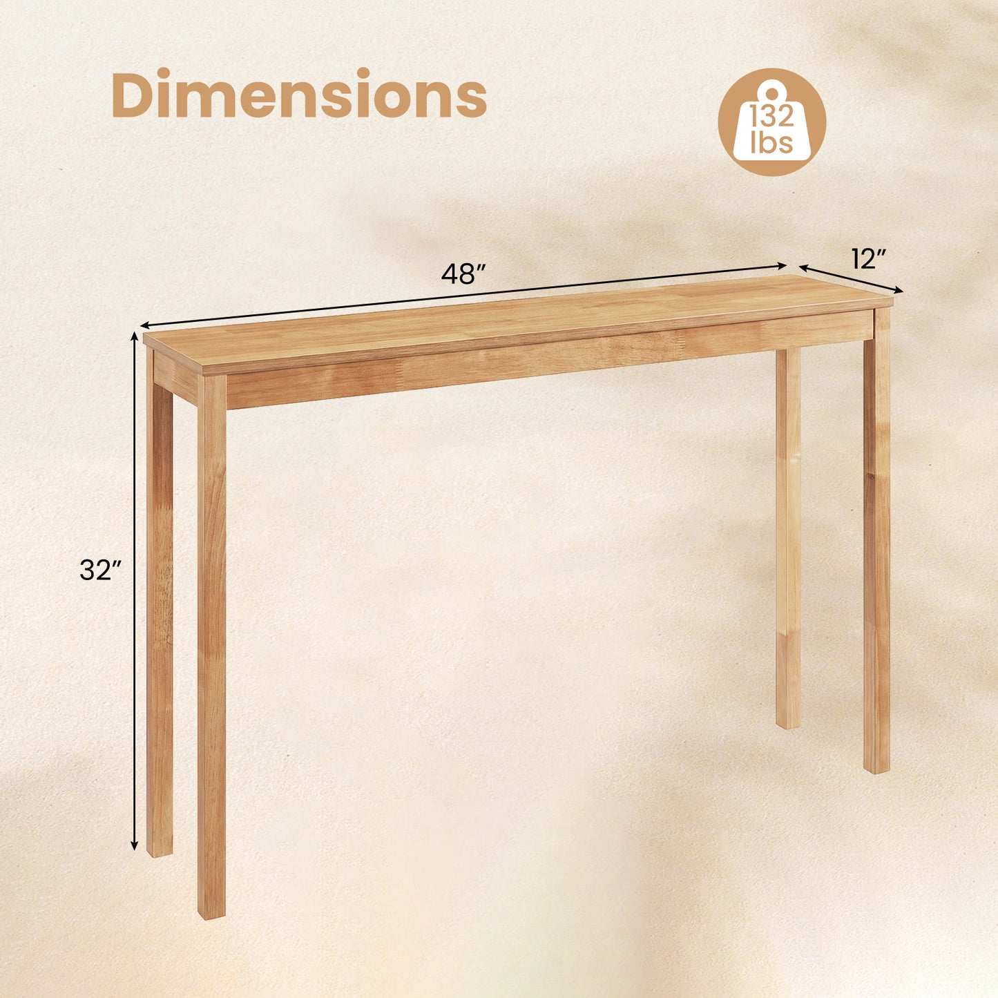 Modern Farmhouse Console Table, Thickened Top, Natural Console Tables at Gallery Canada