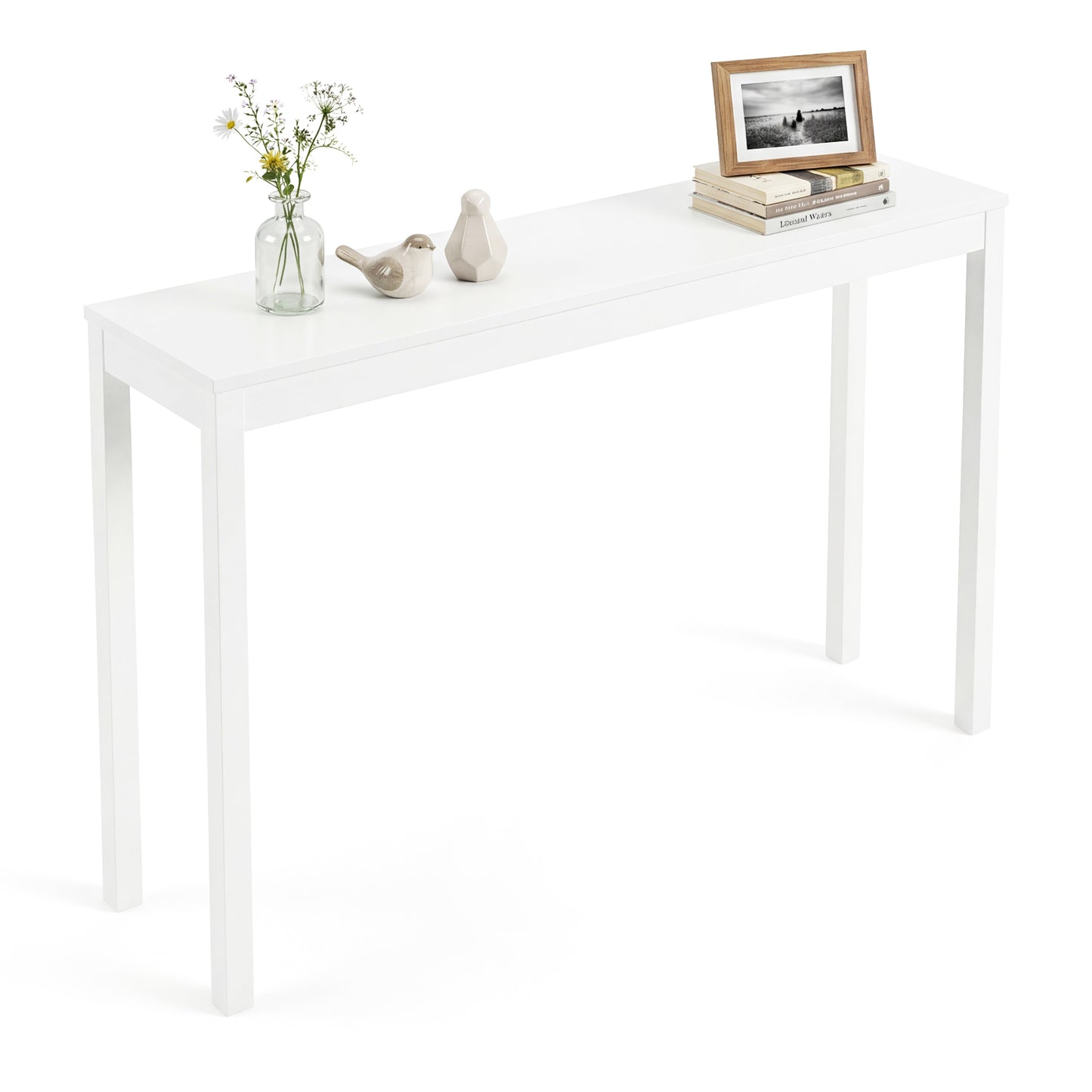 Modern Farmhouse Wooden Console Table, Thickened Top, White Console Tables at Gallery Canada
