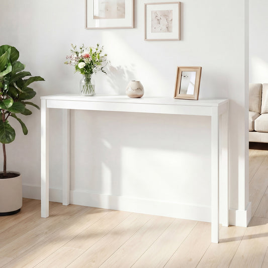 Modern Farmhouse Wooden Console Table, Thickened Top, White Console Tables White at Gallery Canada