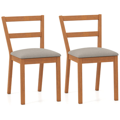 Wooden Dining Chair Set of 2 Farmhouse Kitchen Chair with Upholstered Seat, Brown Dining Chairs Brown at Gallery Canada