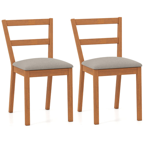 Wooden Dining Chair Set of 2 Farmhouse Kitchen Chair with Upholstered Seat, Brown