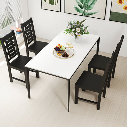 Wooden Dining Chair Set of 2 Solid Rubber Wood Kitchen Chairs, Black Dining Chairs at Gallery Canada