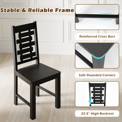 Wooden Dining Chair Set of 2 Solid Rubber Wood Kitchen Chairs, Black Dining Chairs at Gallery Canada