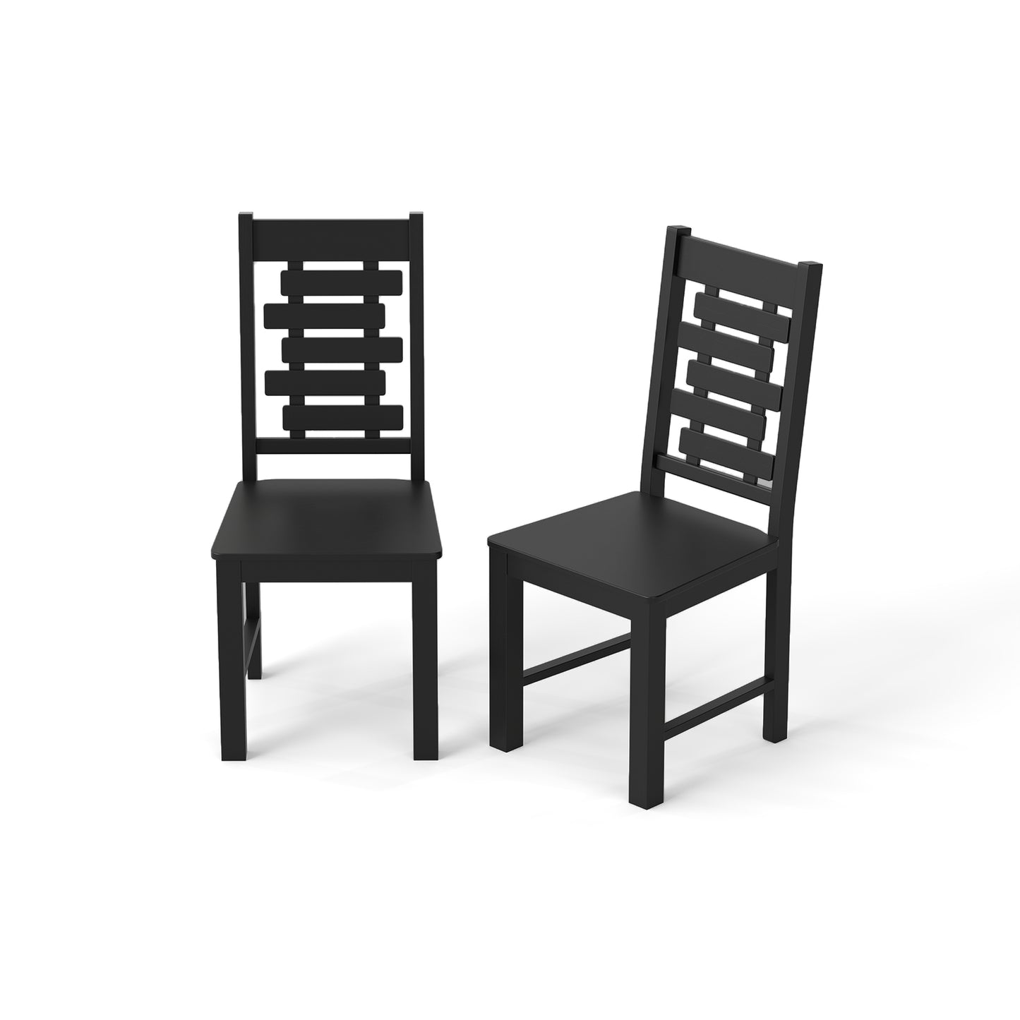 Ensemble de chaises de salle à manger en bois de caoutchouc solide, 2 chaises, noir