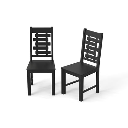 Ensemble de chaises de salle à manger en bois de caoutchouc solide, 2 chaises, noir