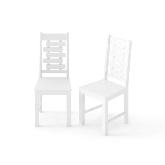 Solid Rubber Wood Dining Chair Set, 2 Chairs, White Dining Chairs White at Gallery Canada
