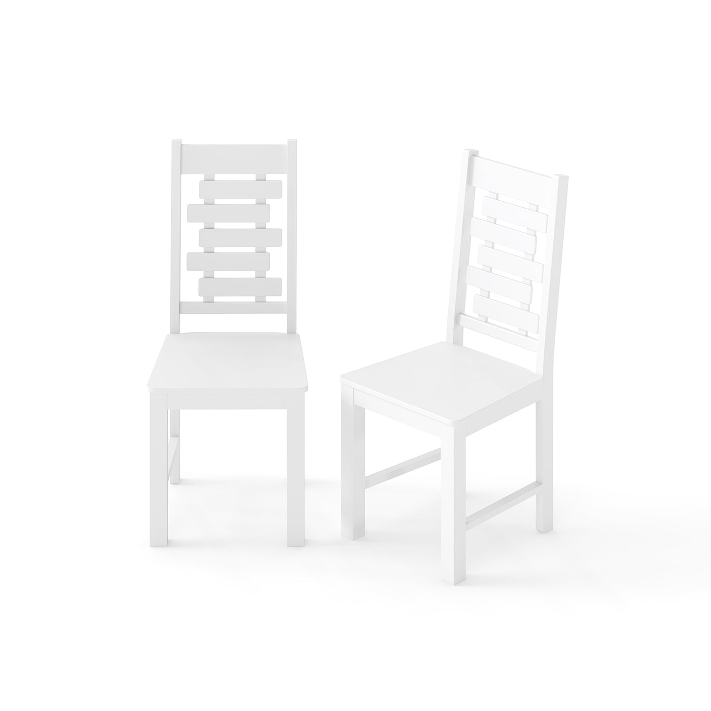 Solid Rubber Wood Dining Chair Set, 2 Chairs, White Dining Chairs White at Gallery Canada