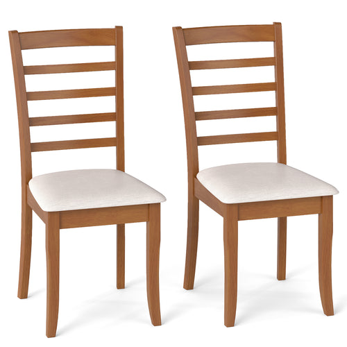 Wooden Dining Chair Set of 2 Modern Upholstered Kitchen Chair, Beige