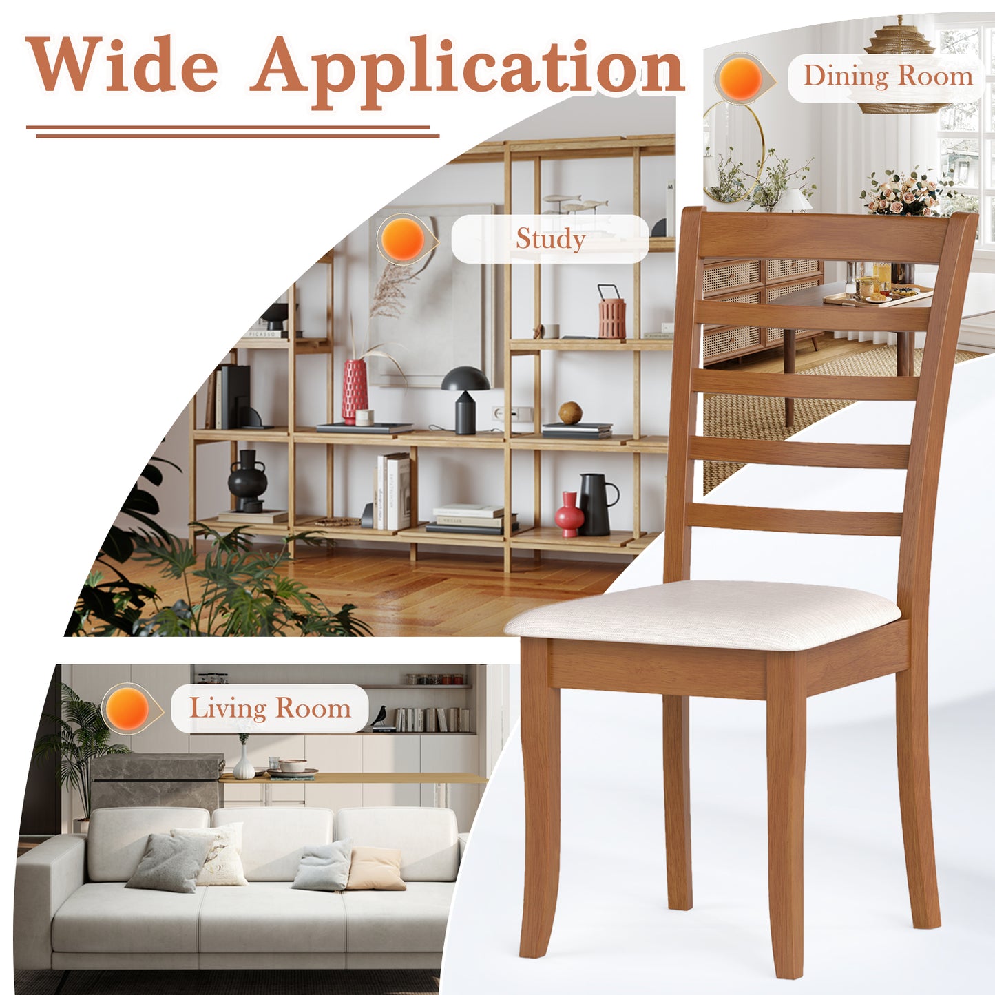 Wooden Dining Chair Set of 2 Modern Upholstered Kitchen Chair, Beige Dining Chairs at Gallery Canada