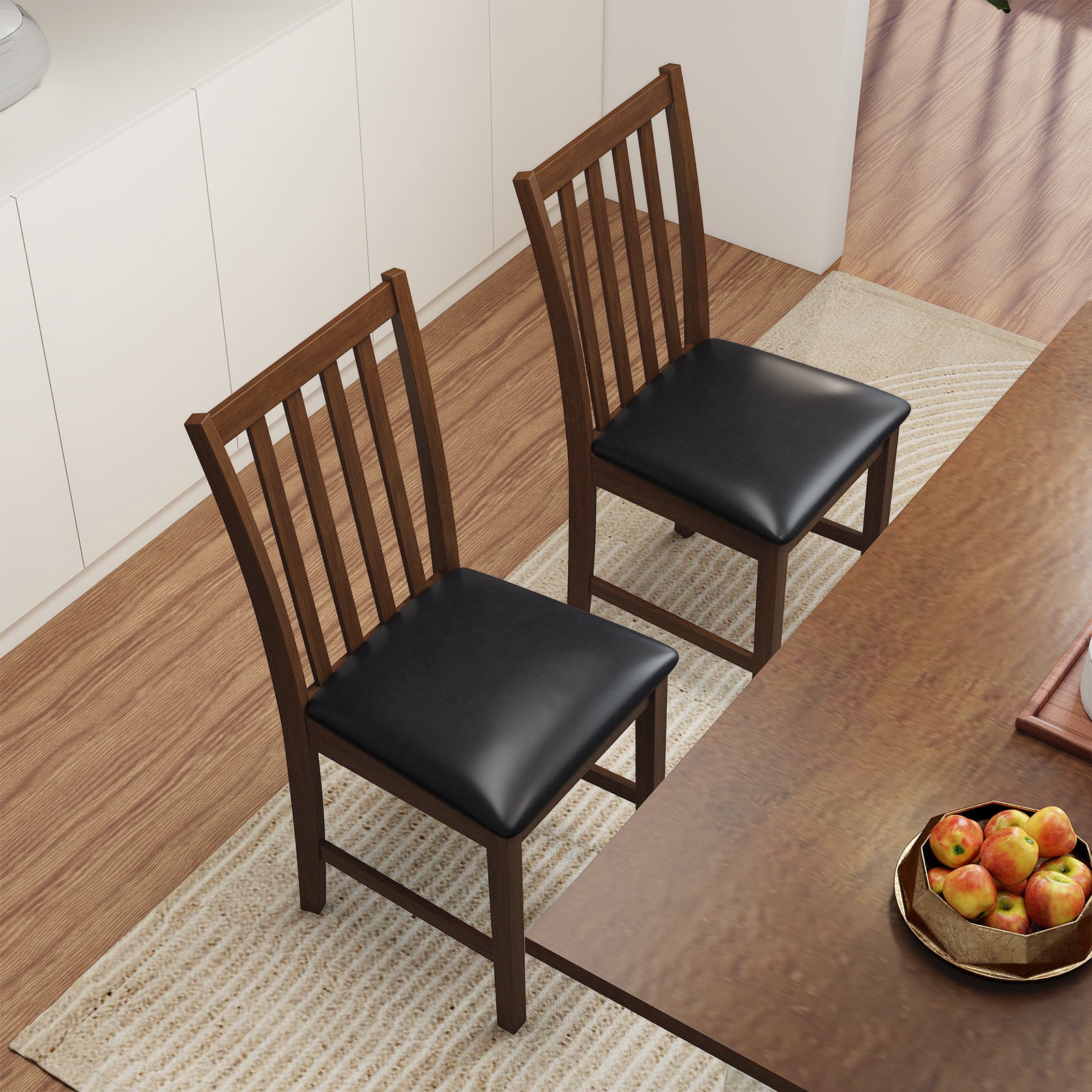 Wooden Dining Chair Set of 2 with Rubber Wood Frame and Padded Seat, Brown Dining Chairs at Gallery Canada