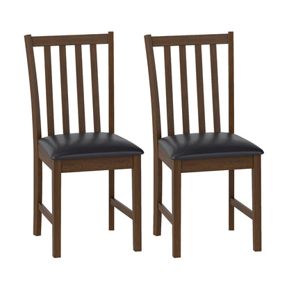 Wooden Dining Chair Set of 2 with Rubber Wood Frame and Padded Seat, Brown Dining Chairs at Gallery Canada
