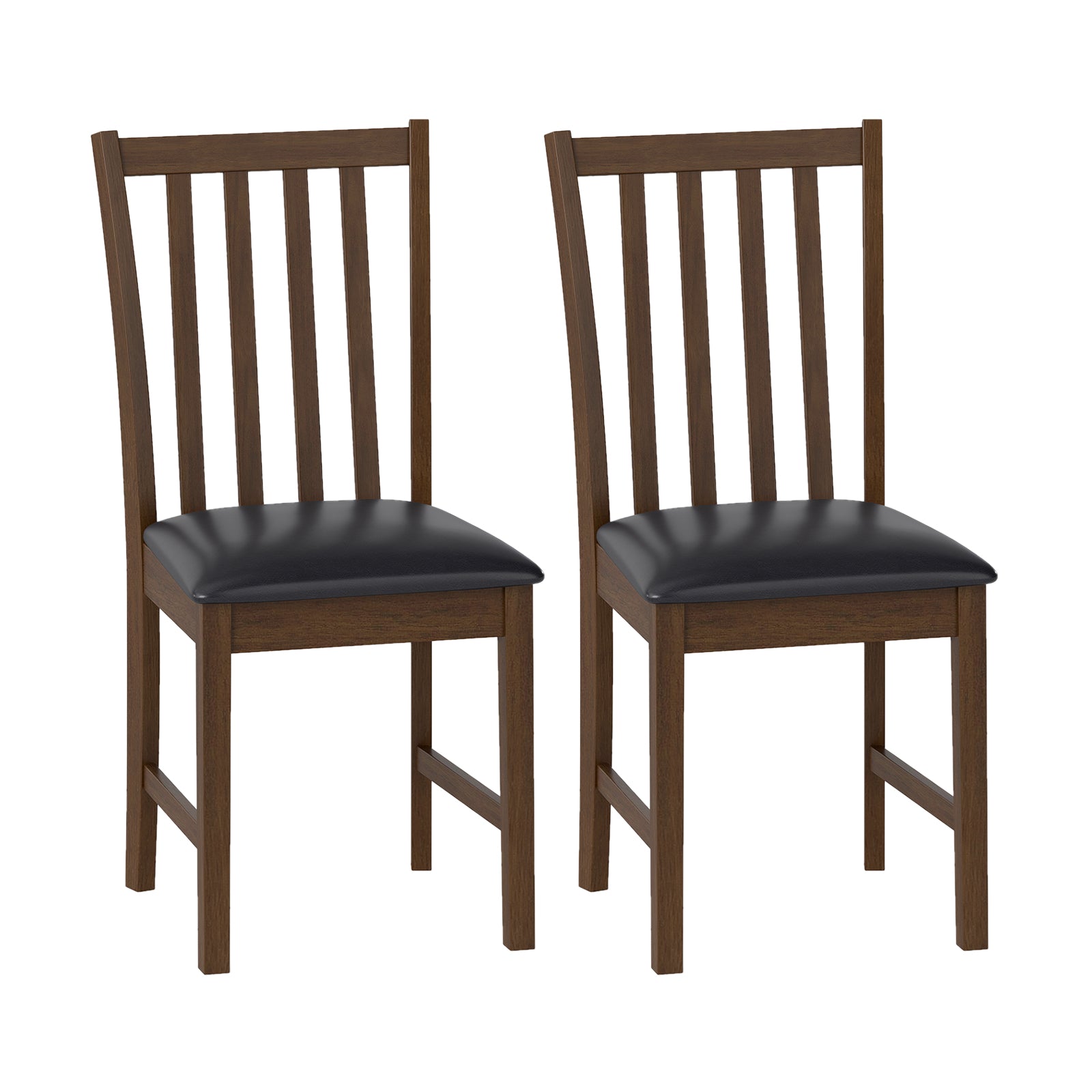 Wooden Dining Chair Set of 2 with Rubber Wood Frame and Padded Seat, Brown Dining Chairs Brown at Gallery Canada