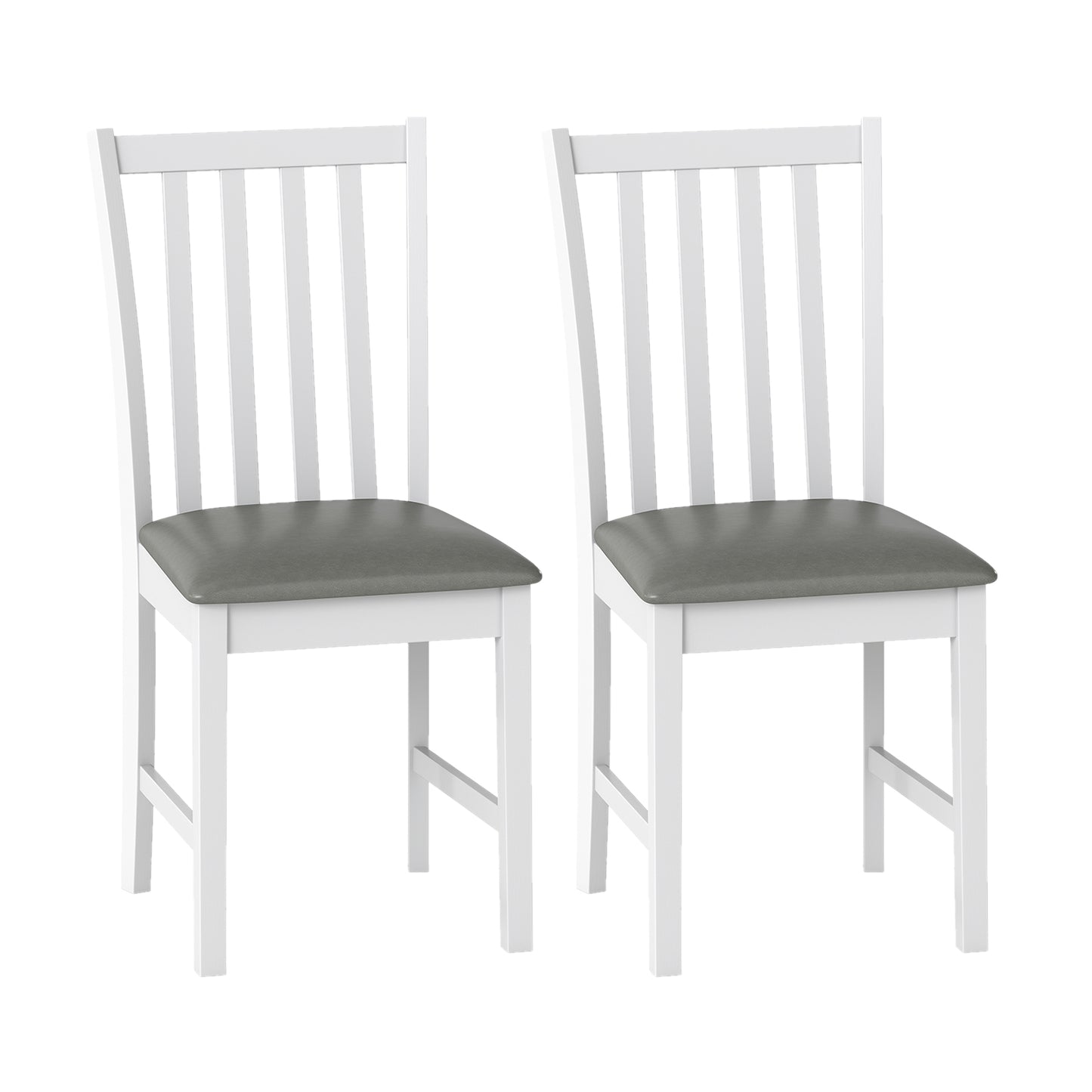 Wooden Dining Chair Set of 2 with Rubber Wood Frame and Padded Seat, White Dining Chairs White at Gallery Canada