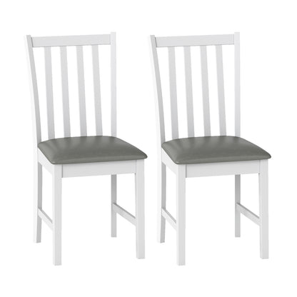 Wooden Dining Chair Set of 2 with Rubber Wood Frame and Padded Seat, White Dining Chairs White at Gallery Canada