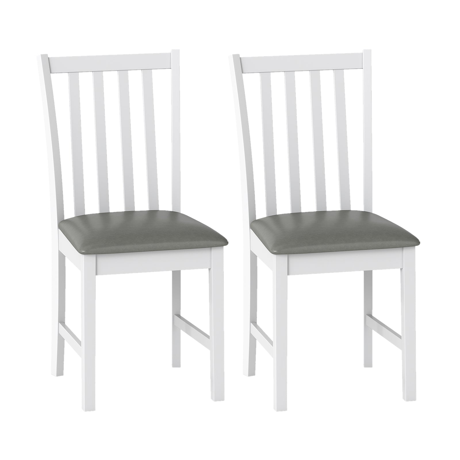 Wooden Dining Chair Set of 2 with Rubber Wood Frame and Padded Seat, White Dining Chairs at Gallery Canada