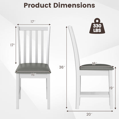 Wooden Dining Chair Set of 2 with Rubber Wood Frame and Padded Seat, White Dining Chairs at Gallery Canada