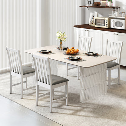 Wooden Dining Chair Set of 2 with Rubber Wood Frame and Padded Seat, White Dining Chairs at Gallery Canada
