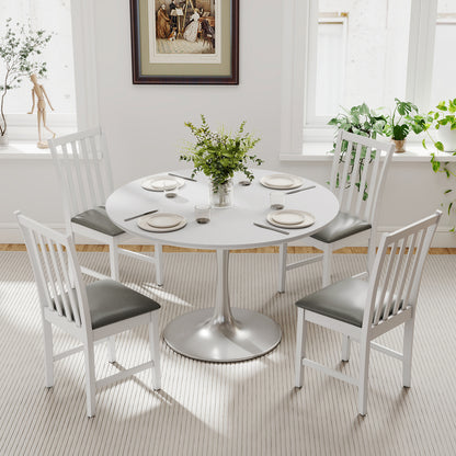 Wooden Dining Chair Set of 2 with Rubber Wood Frame and Padded Seat, White Dining Chairs at Gallery Canada