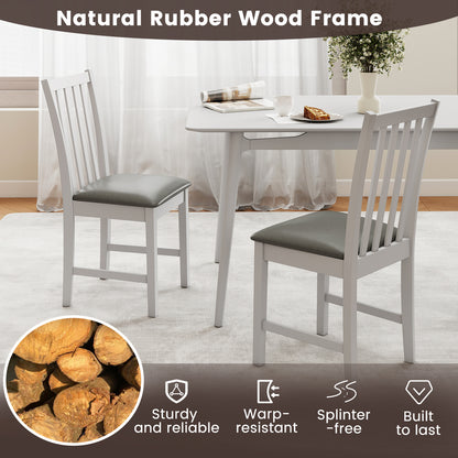 Wooden Dining Chair Set of 2 with Rubber Wood Frame and Padded Seat, White Dining Chairs at Gallery Canada