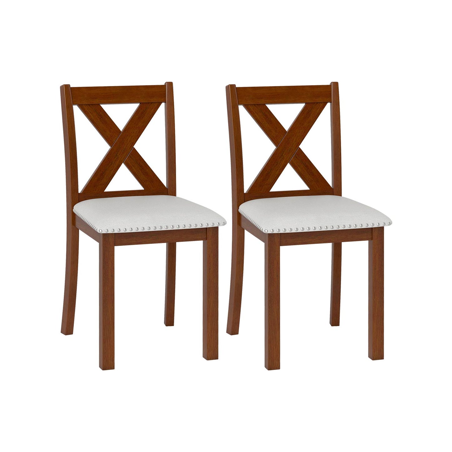 Wooden Dining Chair Set of 2 with Padded Seat and Curved Back, Beige Dining Chairs at Gallery Canada
