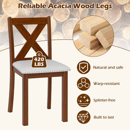 Wooden Dining Chair Set of 2 with Padded Seat and Curved Back, Beige Dining Chairs at Gallery Canada