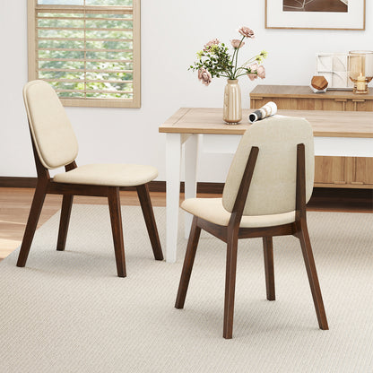 Wooden Dining Chair Set of 2 Mid-Century Modern Upholstered Side Armless Chair, Brown Dining Chairs at Gallery Canada