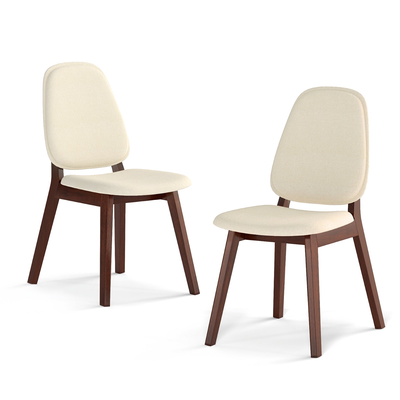 Wooden Dining Chair Set of 2 Mid-Century Modern Upholstered Side Armless Chair, Brown Dining Chairs Brown at Gallery Canada