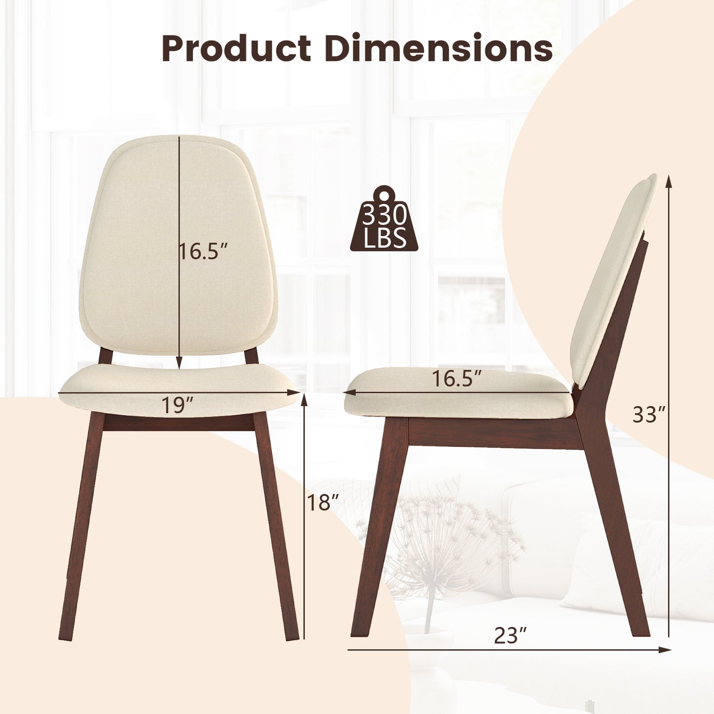 Wooden Dining Chair Set of 2 Mid-Century Modern Upholstered Side Armless Chair, Brown Dining Chairs at Gallery Canada