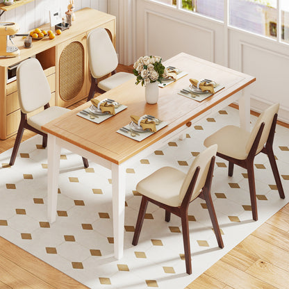 Wooden Dining Chair Set of 4 Mid-Century Modern Upholstered Side Armless Chair, Brown Dining Chairs at Gallery Canada