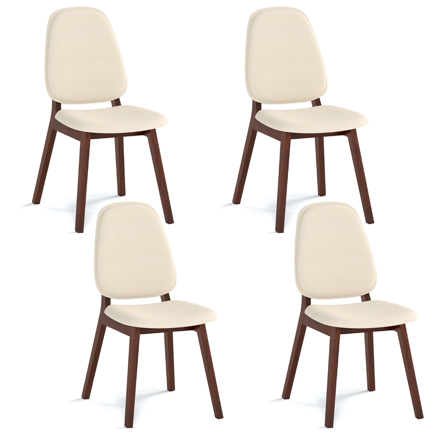 Wooden Dining Chair Set of 4 Mid-Century Modern Upholstered Side Armless Chair, Brown Dining Chairs Brown at Gallery Canada