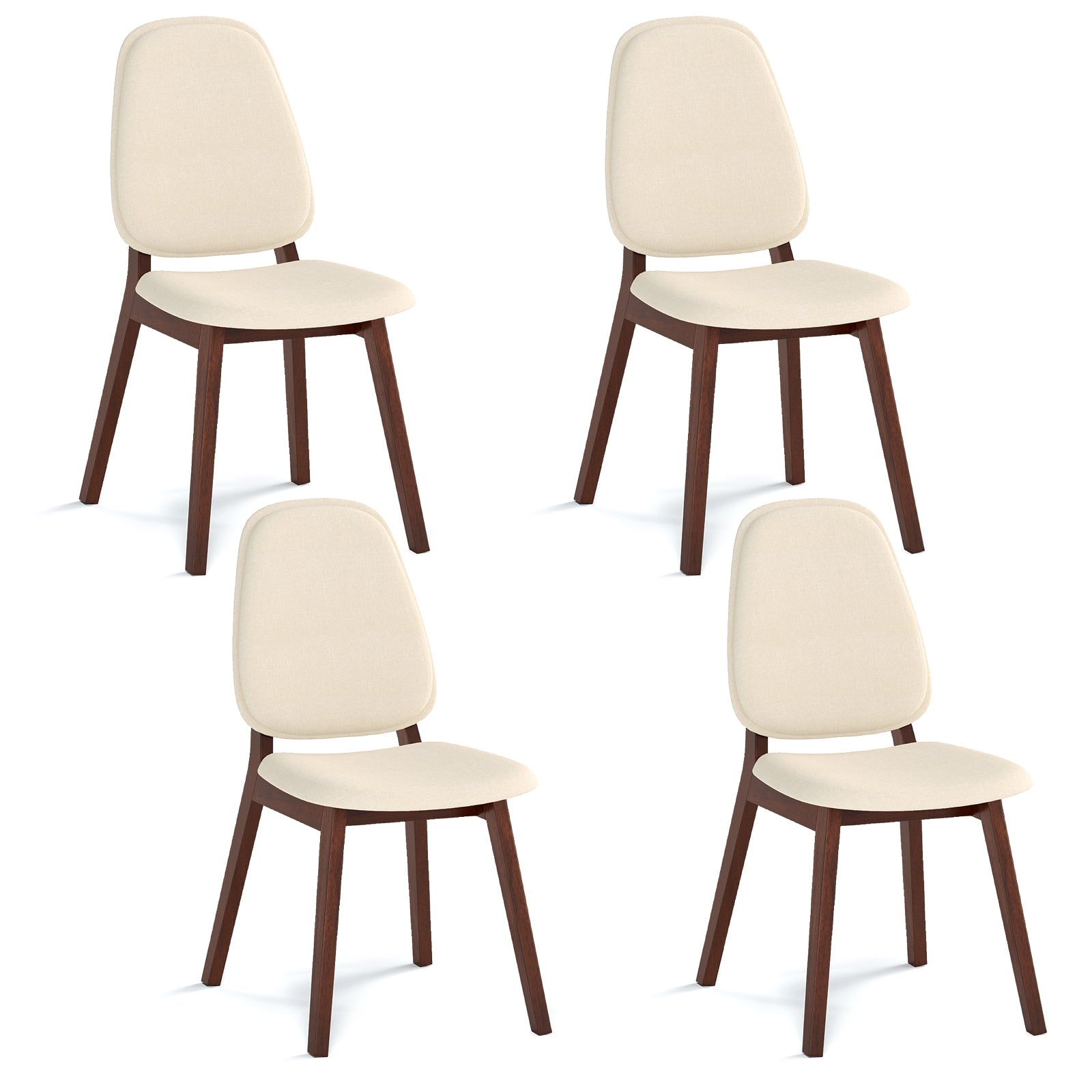 Wooden Dining Chair Set of 4 Mid-Century Modern Upholstered Side Armless Chair, Brown Dining Chairs Brown at Gallery Canada