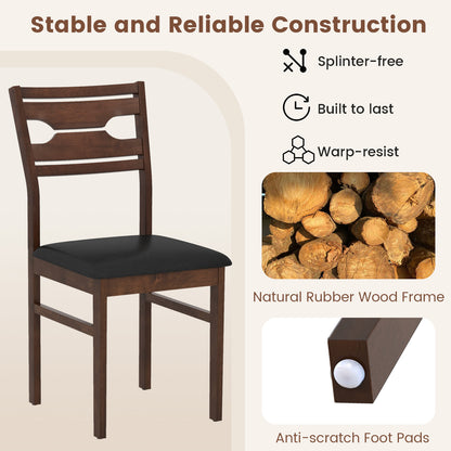 Wooden Dining Chair Set of 2 with PU Leather Padded Seat and Rubber Wood Frame, Walnut Dining Chairs at Gallery Canada