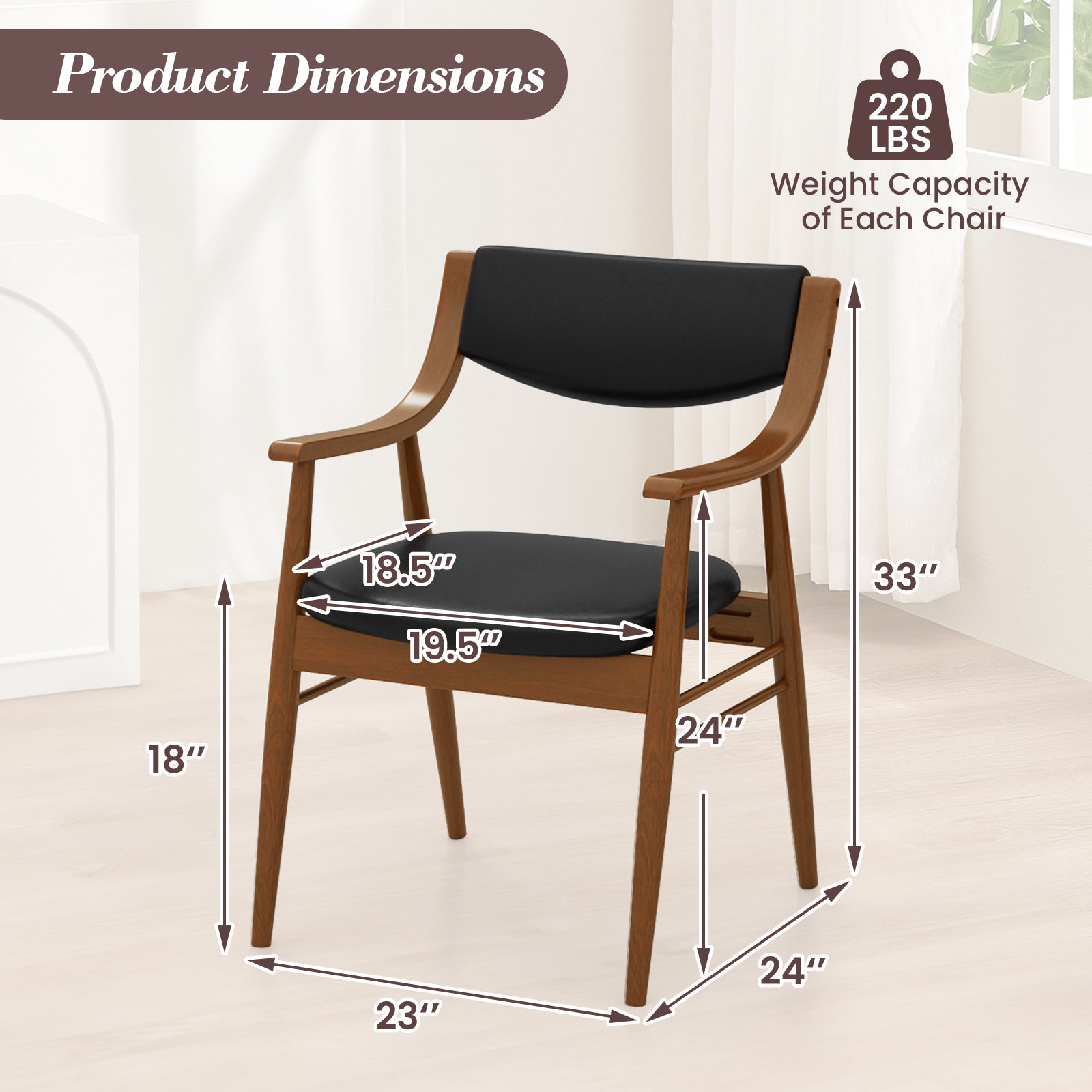 Wooden Dining Chair Set, Padded Seat And Back, Black Dining Chairs at Gallery Canada