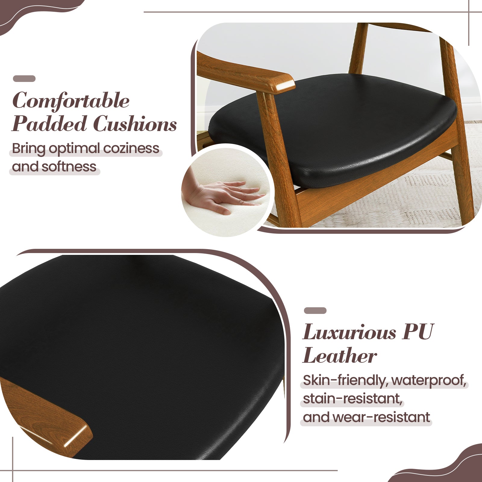 Wooden Dining Chair Set, Padded Seat And Back, Black Dining Chairs at Gallery Canada
