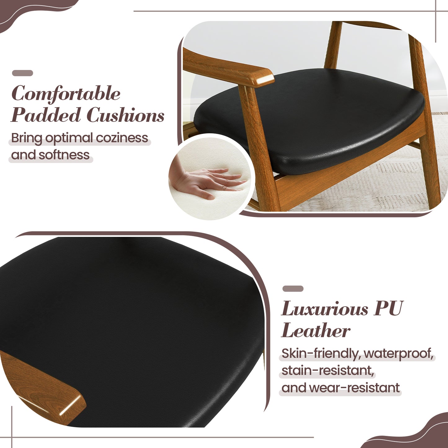 Wooden Dining Chair Set, Padded Seat And Back, Black Dining Chairs at Gallery Canada