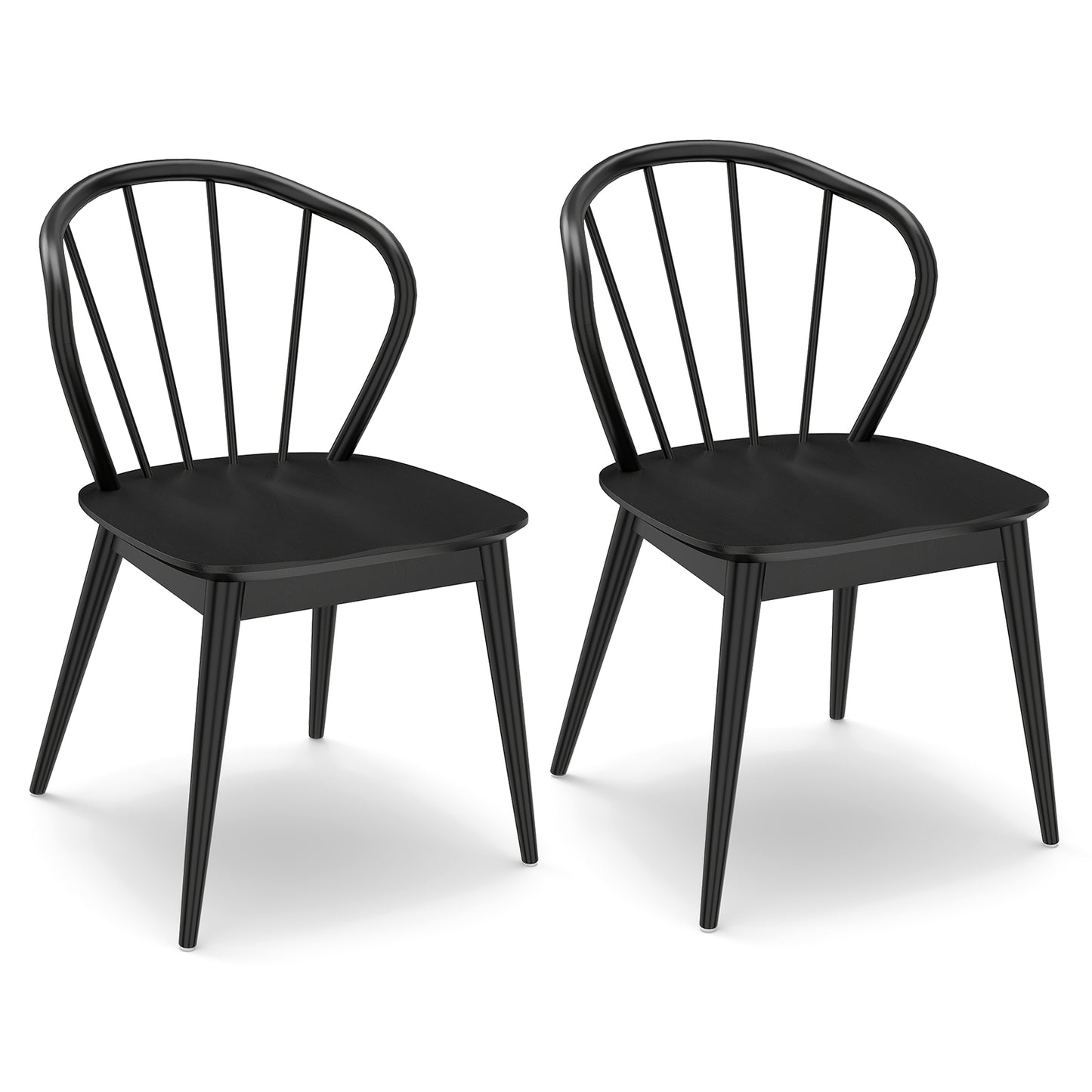 Wooden Dining Chair Set of 2 with High Spindle Back and Wide Seat, Black Dining Chairs Black at Gallery Canada