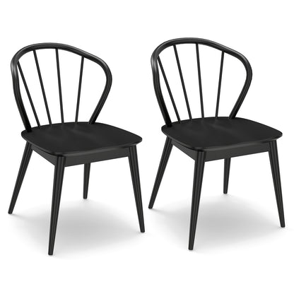 Wooden Dining Chair Set of 2 with High Spindle Back and Wide Seat, Black Dining Chairs Black at Gallery Canada