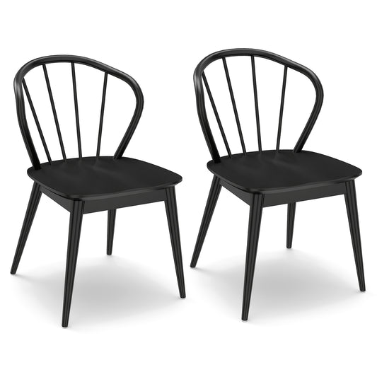 Wooden Dining Chair Set of 2 with High Spindle Back and Wide Seat, Black Dining Chairs Black at Gallery Canada