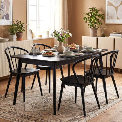 Wooden Dining Chair Set of 2 with High Spindle Back and Wide Seat, Black Dining Chairs at Gallery Canada